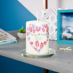 Floral Christening Personalised Candle Keepsake - Olivia Morgan Ltd