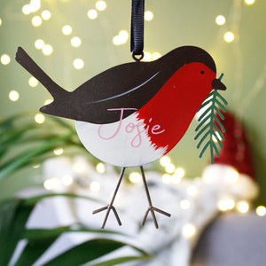 Personalised Metal Robin Hanging Decoration