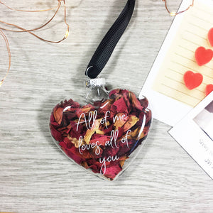 All Of Me Loves All Of You Glass Heart Rose Decoration