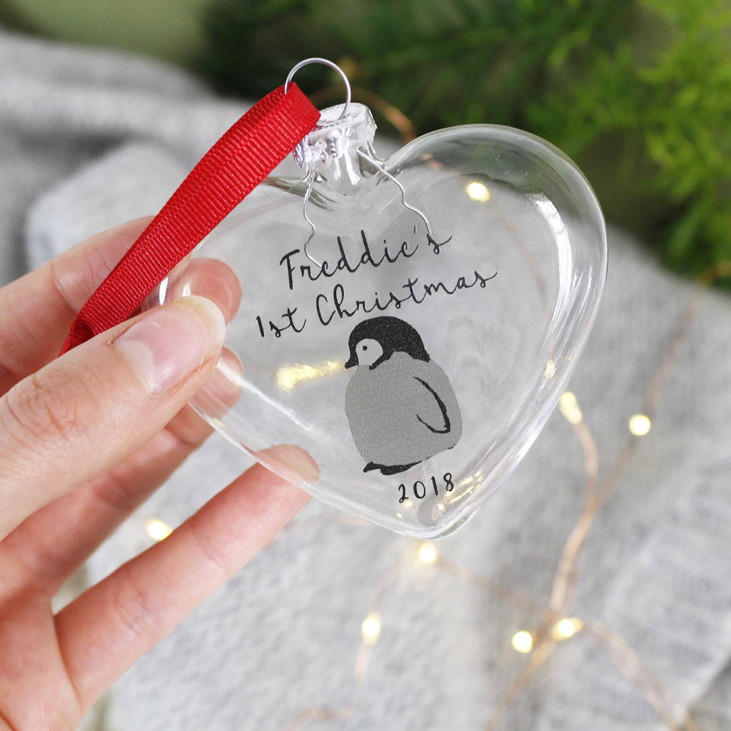 First Christmas Baby Penguin Personalised Bauble