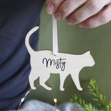 Cat Personalised Wooden Christmas Hanging Decoration - Olivia Morgan Ltd