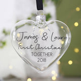 Typography Couples Heart Christmas Bauble - Olivia Morgan Ltd