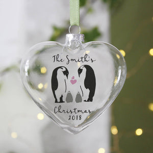 Family Penguin Heart Bauble Keepsake - Olivia Morgan Ltd