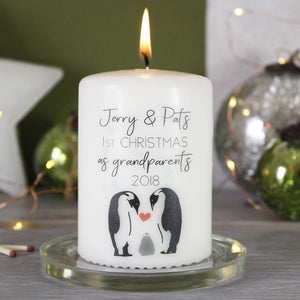 First Christmas As Grandparents Penguin Candle - Olivia Morgan Ltd