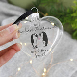 First Christmas As Mr And Mrs Penguin Bauble Keepsake - Olivia Morgan Ltd