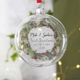 First Christmas As Mr And Mrs Wreath Flat Bauble - Olivia Morgan Ltd