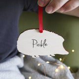 Hedgehog Personalised Wooden Christmas Hanging Decoration - Olivia Morgan Ltd