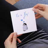 It's A Boy Baby Penguin Announcement Card