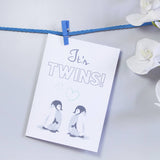 It's Twins Baby Penguin New Baby Announcement Card