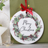 Merry Christmas Ceramic Door Wreath Decoration - Olivia Morgan Ltd