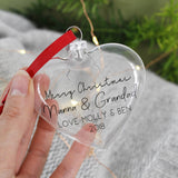Merry Christmas Grandparents Heart Christmas Bauble - Olivia Morgan Ltd