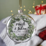 Mr And Mrs To Be Wreath Glass Christmas Bauble