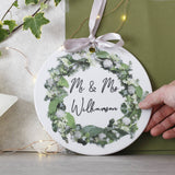 Mr And Mrs Ceramic Door Wreath Christmas Decoration - Olivia Morgan Ltd