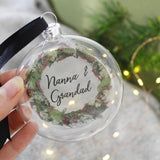 Nanna And Grandad Wreath Christmas Bauble - Olivia Morgan Ltd