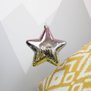 Ombre Yellow and Pink LED Personalised Hanging Star Light Decoration - Olivia Morgan Ltd