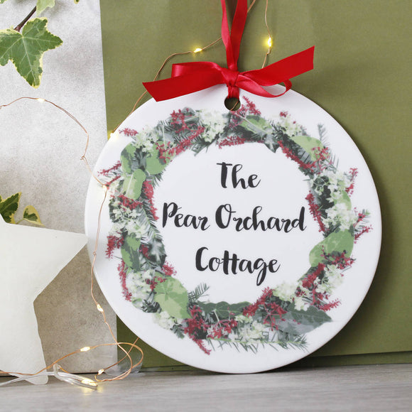 Personalised House Name Ceramic Door Wreath - Olivia Morgan Ltd