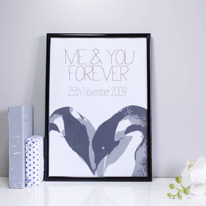 Penguin Love Personalised Anniversary Print - Olivia Morgan Ltd