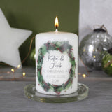 New Home Christmas Personalised Wreath Candle - Olivia Morgan Ltd
