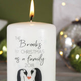 Penguin First Christmas As A Family Personalised  Candle - Olivia Morgan Ltd