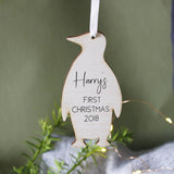 Penguin First Christmas Wooden Hanging Decoration - Olivia Morgan Ltd