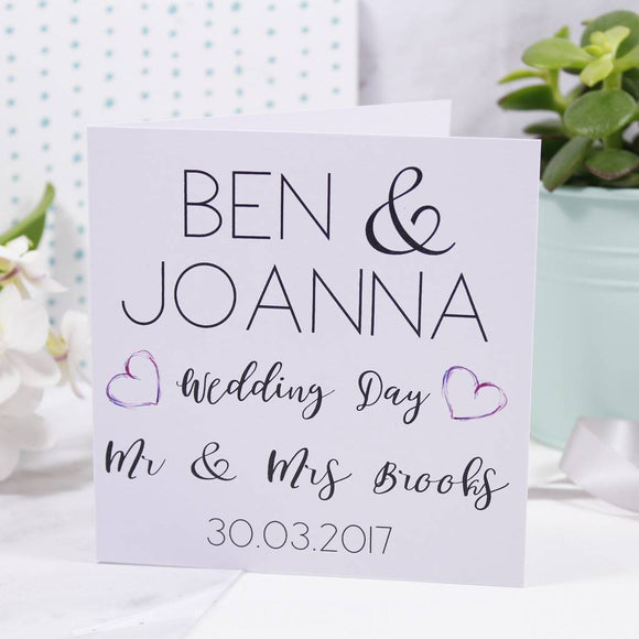 Personalised Typography Wedding Day Card