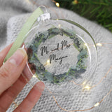 Mr and Mrs Personalised Wreath Glass Bauble - Olivia Morgan Ltd