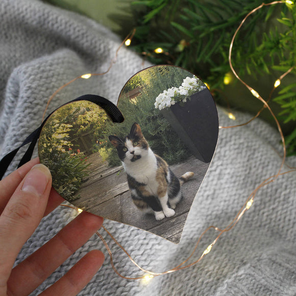 Pet Photo Wooden Heart Personalised Christmas Decoration - Olivia Morgan Ltd