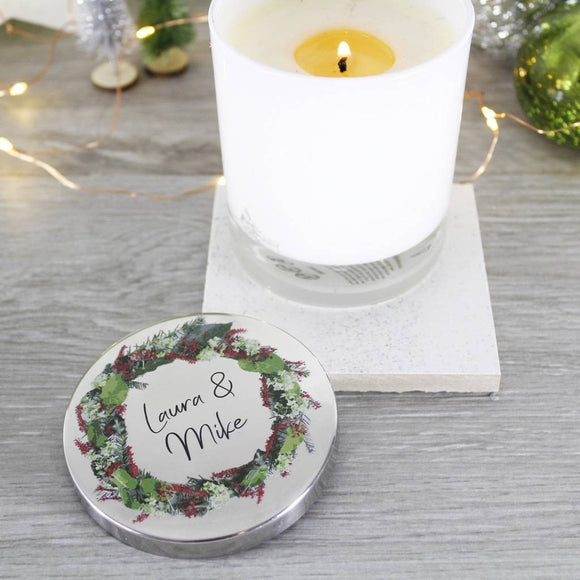 Wreath Scented Christmas Candle With Lid For Couples - Olivia Morgan Ltd
