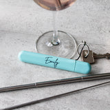 Personalised Metal Extendable Straw Keyring For Her