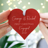 First Christmas Engaged Wooden Tree Decoration
