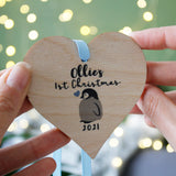 Baby First Christmas Penguin Wooden Tree Decoration