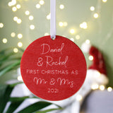 First Married Christmas Wooden Heart Tree Decoration