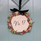 House Name/Number Wooden Christmas Door Wreath