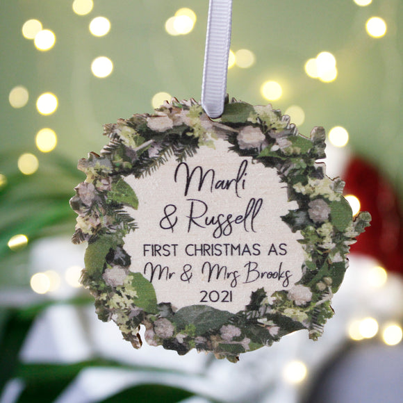 Wooden Wedding Wreath Christmas Tree Decoration